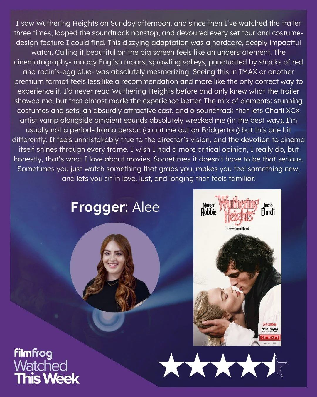 Everyone's talking about Emerald Fennell's wildly subversive adaptation of the Emily Bront&euml; classic #WutheringHeights, but what does the FilmFrog team think of it? Even among our motley crew, the film is divisive, but you can count FilmFrogger A