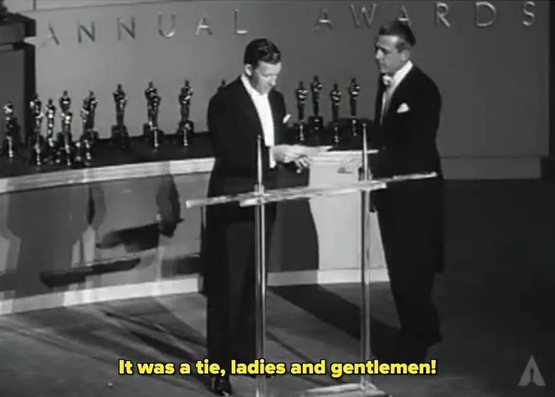 Fun fact: Tonight&rsquo;s tie for Best Live-Action Short at tonight&rsquo;s #Oscars is the seventh time in history that an award has ended in a tie! Most notably, Katharine Hepburn and Barbra Streisand tied for Best Actress in 1969, and most recently
