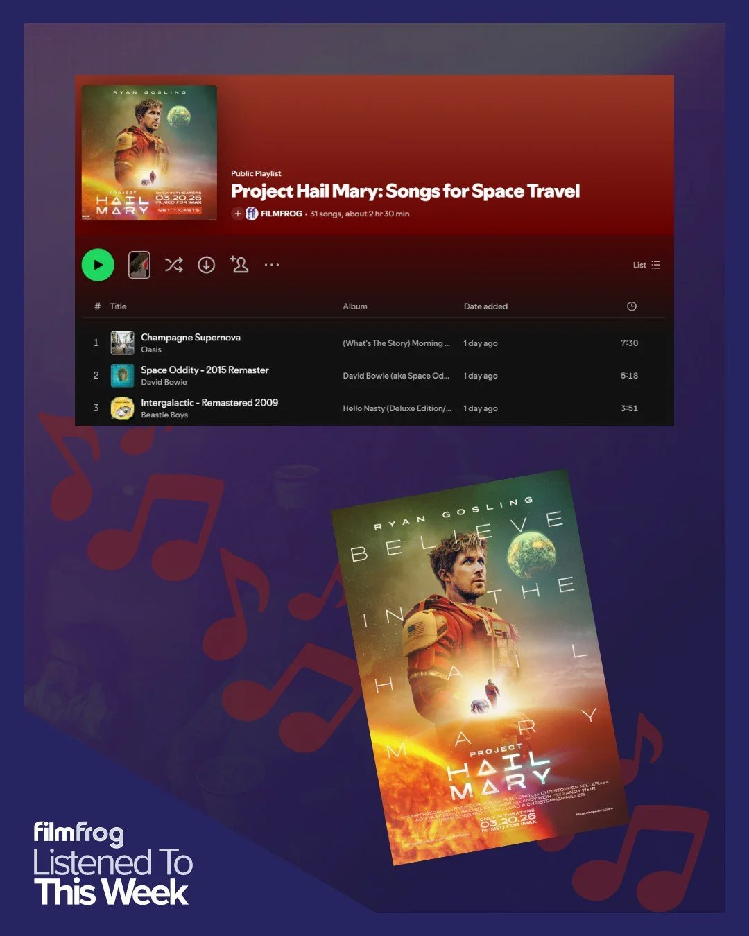 Yeah, we've been thinking a lot about space lately 🚀👨&zwj;🚀 With the release of #ProjectHailMary (and to celebrate Project Hail Mary now being our newest obsession), we put together a very space-centric playlist with songs about space, the stars, 