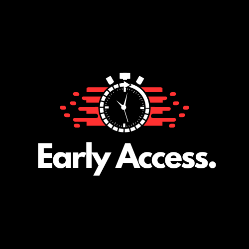 Graphic with a stopwatch and red speed lines with the text 'Early Access.'