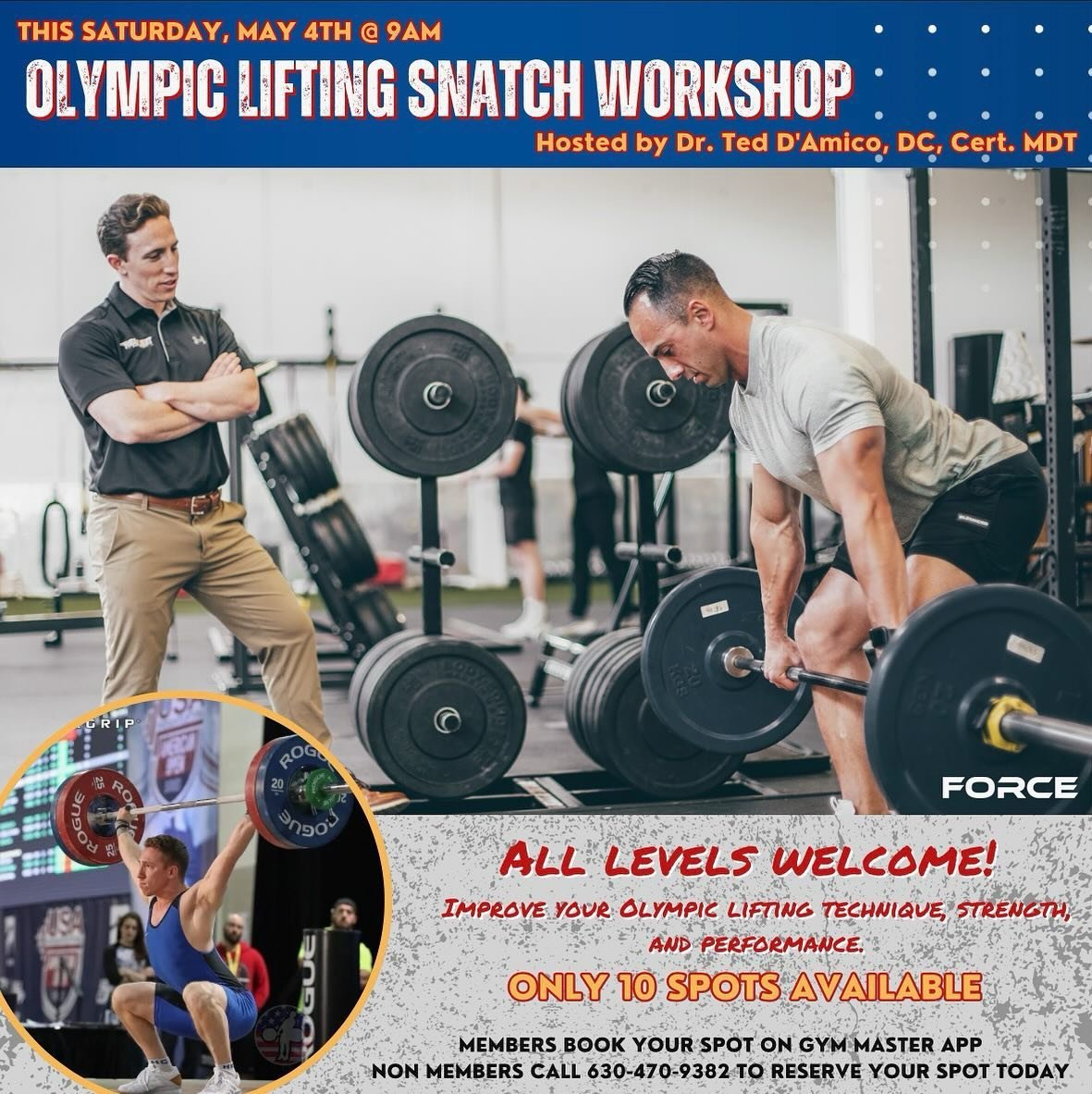 📢 Join us this Saturday at 9am for our first Olympic Weightlifting Seminar with Dr. Ted‼️

This seminar is designed for both beginners and seasoned lifters who wish to enhance their technique, strength, and overall performance in Olympic lifting. Dr