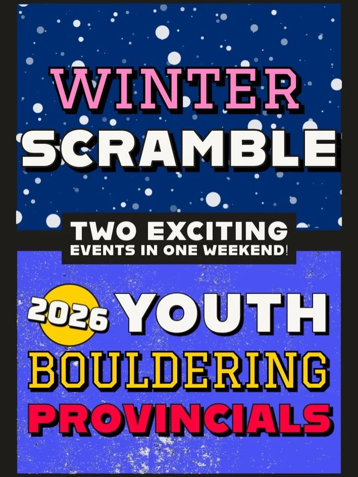 Sign up NOW for one of our TWO exciting comps in early February!
.
The first annual WINTER SCRAMBLE is on Feb 8th! This competition is focused on FUN and COMMUNITY.
-> 25+ new climbs, ranging in difficulty, allows climbers of all skill levels can 