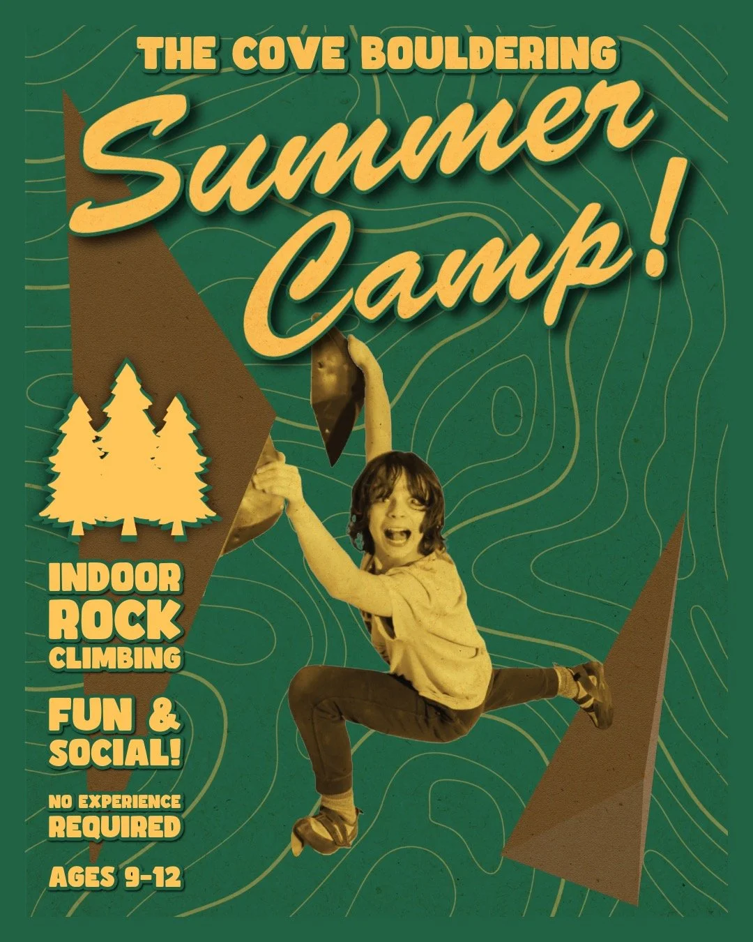 Welcome to The Cove's summer camp! 
.
Camp Cove for Kids is heavily fun-focused with an unforgettable blend of indoor bouldering, group games, active play, and outdoor adventures to nearby city parks!
.
Whether your child is climbing for the very fir