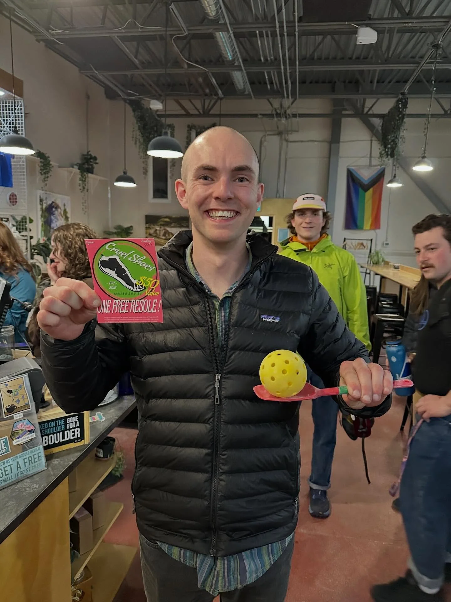 The prize winners from the Spring Social!
Mitch Clowe 🏆 Ultimate Spoon Ball
Alex Collins 🏅 Cove Bingo
Amy Rideout 🥇 Dyno Comp
Jonathan Whitten 🍾 Dyno Comp
.
The party was a BLAST! We hope you had fun and maybe made a friend or two! Thanks to @cru