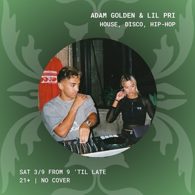 X Presents

Saturday Night Dance 🕺 Party 🎉 
With DJs Adam Golden &amp; Lil Pri!

Spinning House | Disco | Hip-Hop 🪩💃

Saturday, March 9th
9pm &lsquo;til late

21+ | No Cover

#danceparty #dance #disco #house #hiphop #housemusic #manhattanbeach #s