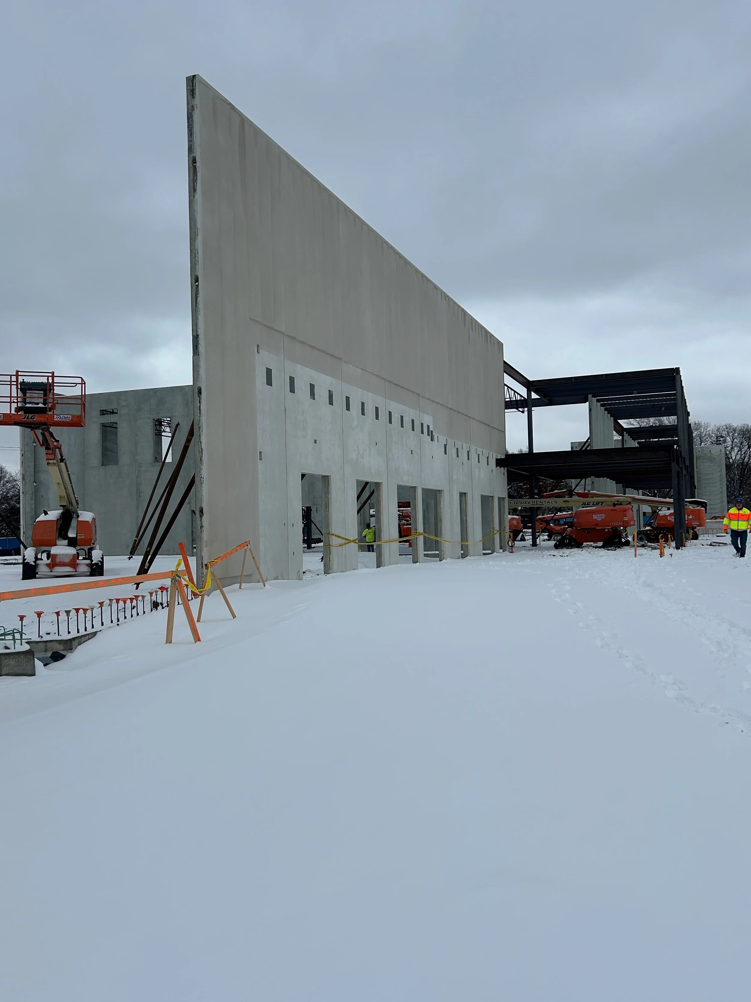 February 20, 2026: Walls and structural steel going in.