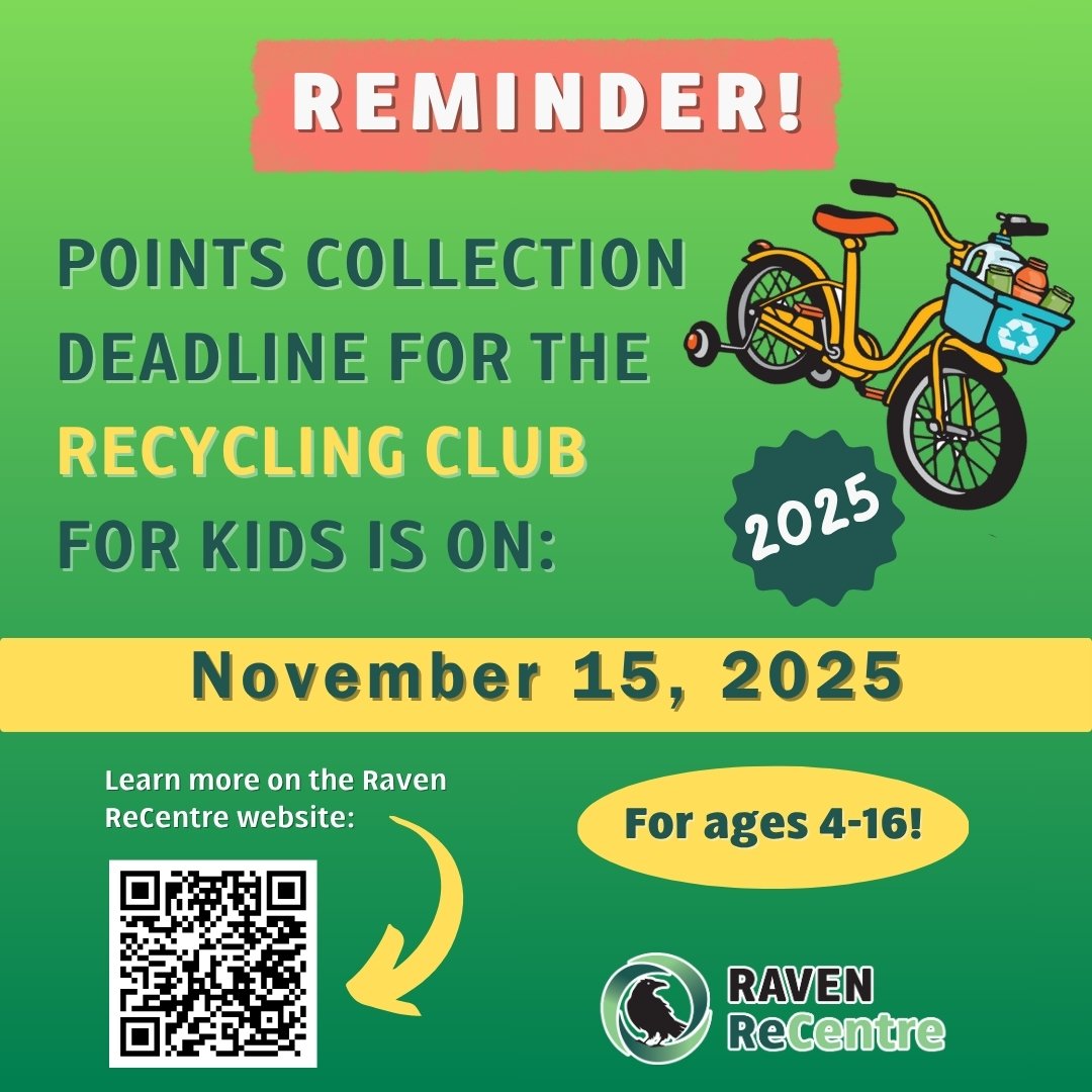 Good morning folks! We hope everyone is enjoying this snowy and foggy day ❄. 

Just a gentle reminder to everyone that this Saturday, November 15, 2025 is the last day to collect points with the Recycling Club for Kids!

You can still bring your refu