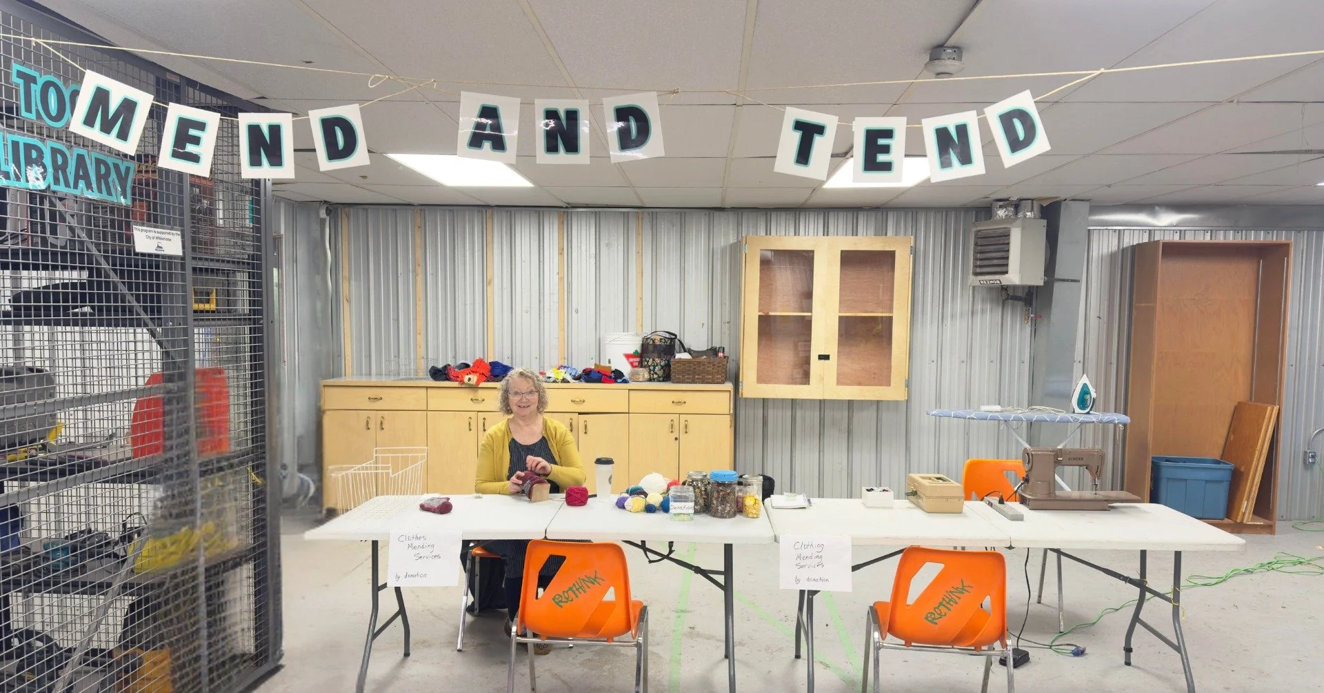 We are now live for Mend and Tend with Janet Patterson - Artist at the Gallery down the Bottle Depot!

So if you have clothing and leather shoes that you'd like to extend the life of, Janet is your gal!

She's down mending and tending from 10 am to 2