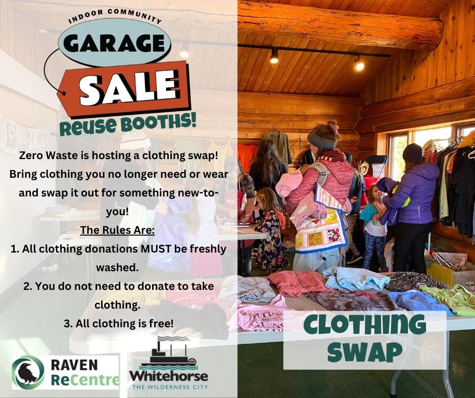 ✨𝗖𝗼𝗺𝗺𝘂𝗻𝗶𝘁𝘆 𝗚𝗮𝗿𝗮𝗴𝗲 𝗦𝗮𝗹𝗲: 𝗠𝗮𝘆 𝟵, 𝟮𝟬𝟮𝟲, 𝟭𝟭:𝟬𝟬 𝗮𝗺 - 𝟯:𝟯𝟬 𝗽𝗺, 𝗮𝘁 𝘁𝗵𝗲 𝗖𝗮𝗻𝗮𝗱𝗮 𝗚𝗮𝗺𝗲𝘀 𝗖𝗲𝗻𝘁𝗿𝗲✨

Zero Waste is hosting a clothing swap!

Leftover clothing will go to Raven ReCentre. Clothing will then 