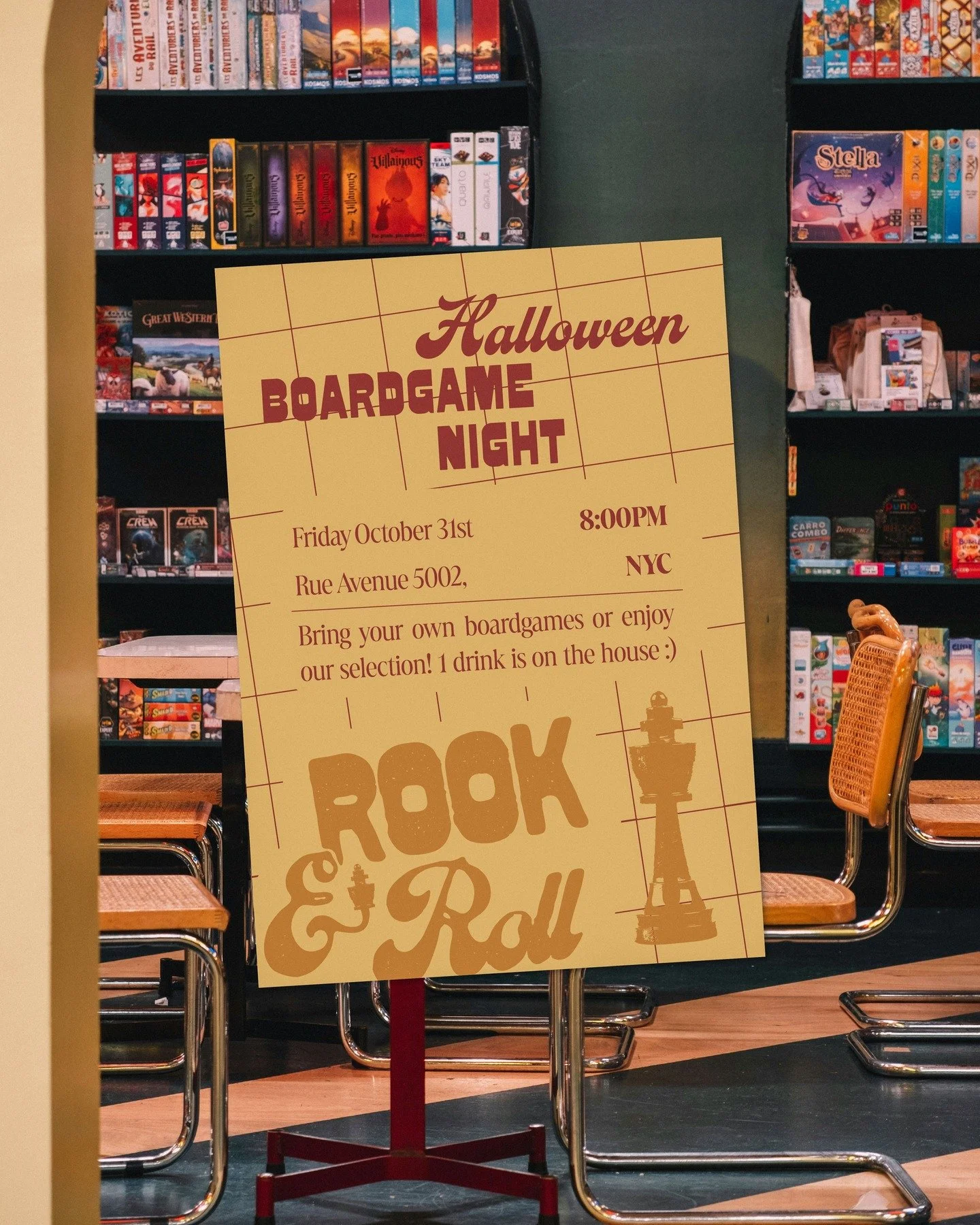 Final Reveal Friday 

Last few slides and mockups for this cosy boardgame cafe branding of &lsquo;Rook &amp; Roll&rsquo; 🍂♟️

Who&rsquo;s got any fun weekend plans? Drop a comment below :)

Brief by @briefclub

-
#graphicdesign #design #branding #br