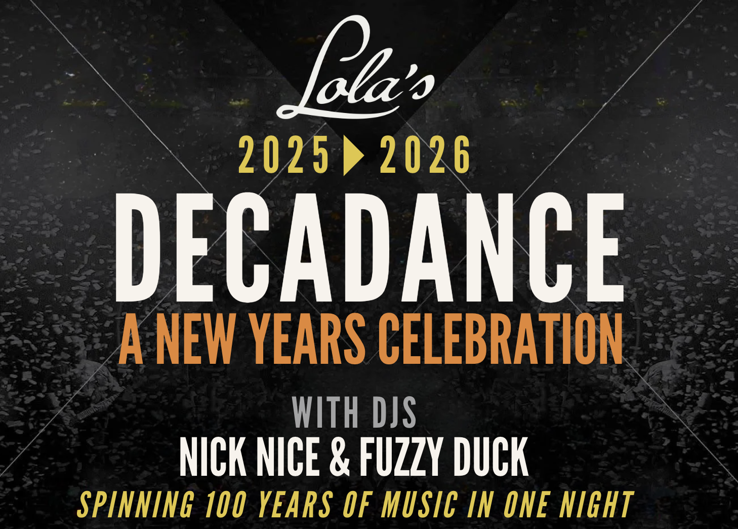 DECADANCE NEW YEARS EVE: 100 Years of Music at Lola’s