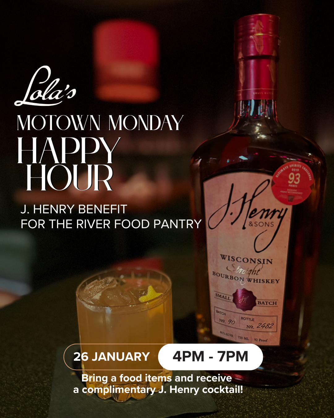 J. HENRY RIVER FOOD PANTRY HAPPY HOUR!