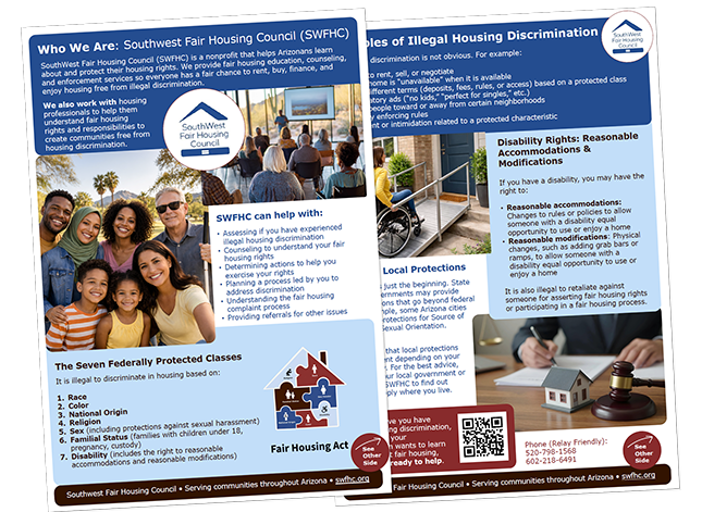 Snap shot of a Southwest Fair Housing Flyer