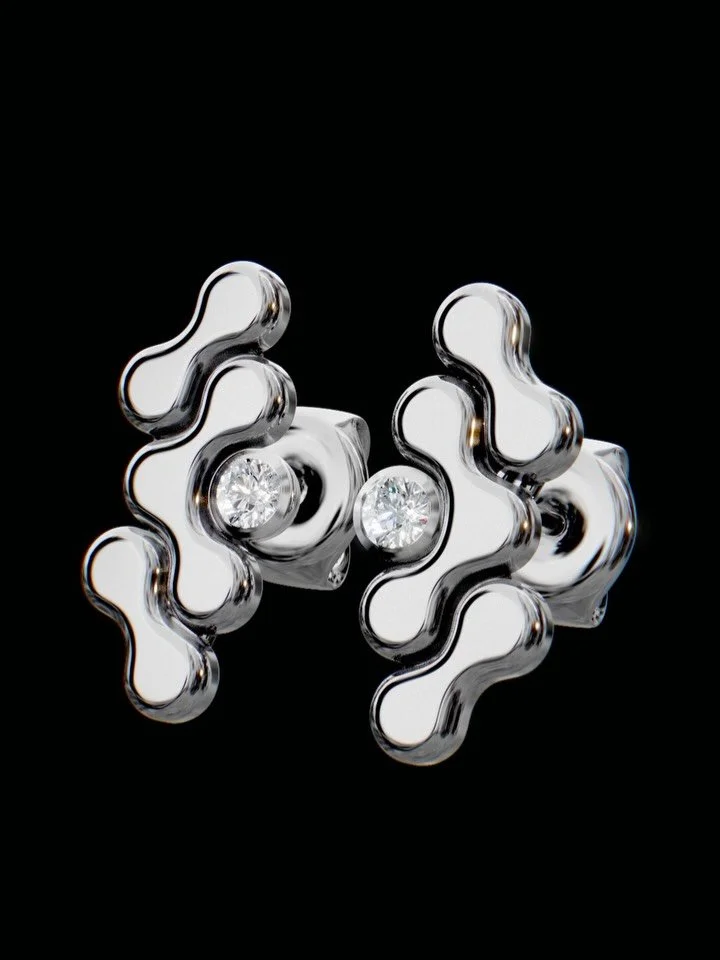 Hard Curves - Earrings Stud 

Silver
Moissanite

#jewellerydesign #silverjewellery