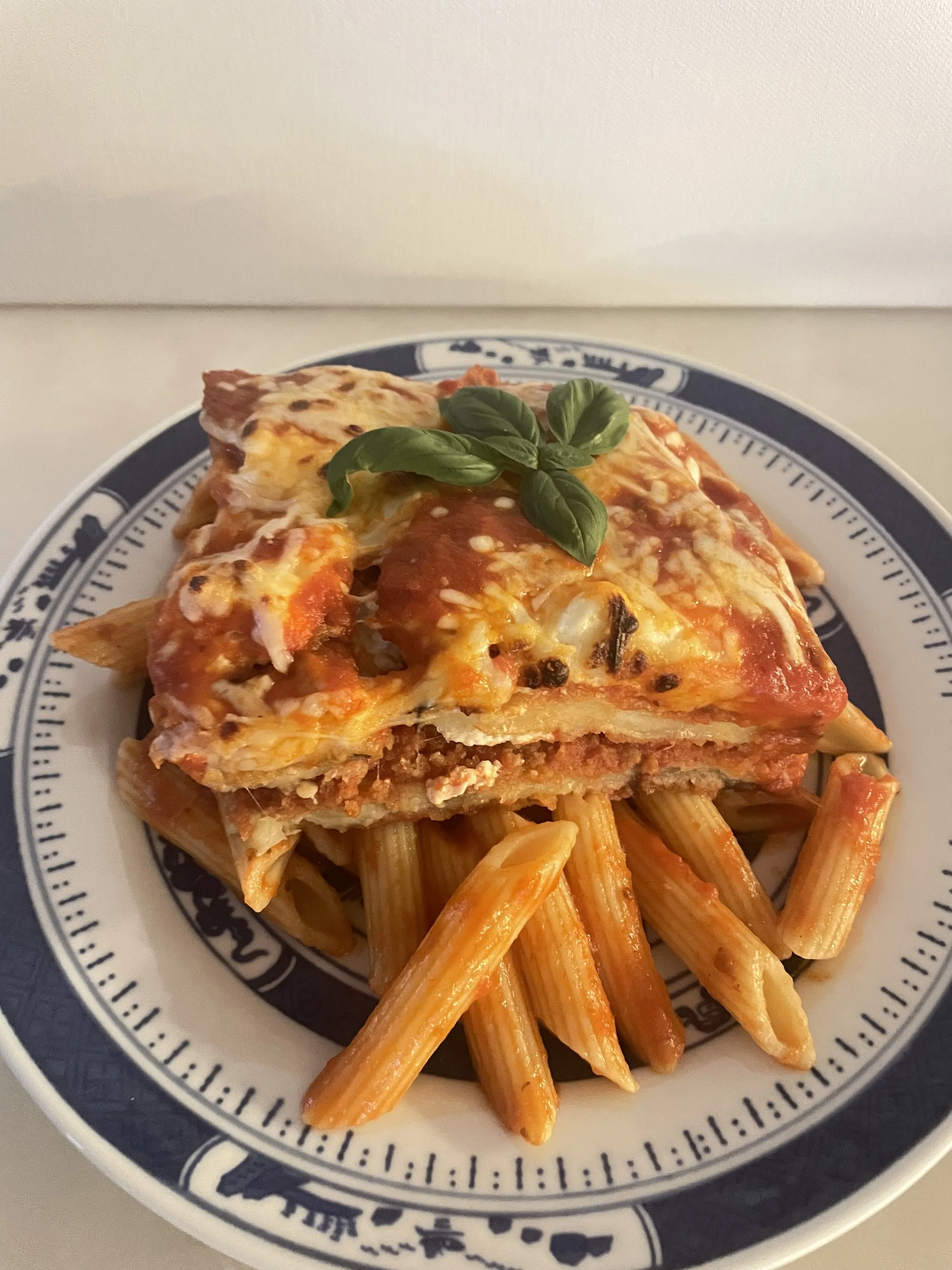 Eggplant Parm over penne (VG)