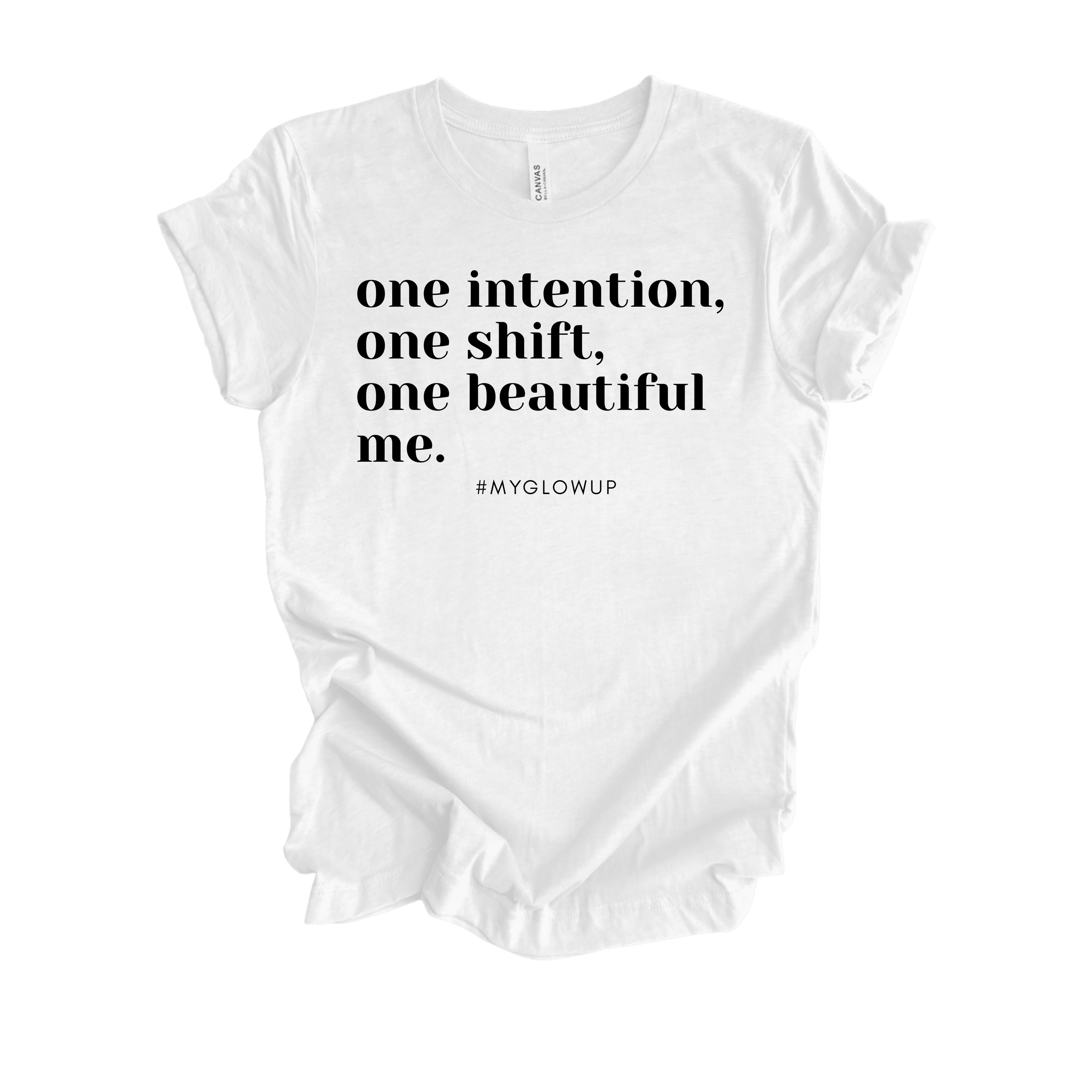 gimme 30 - one intention - whiteblack tee.png