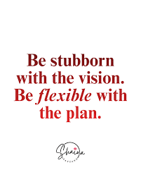 Stubborn with the Goal,                                        Flexible with the Plan