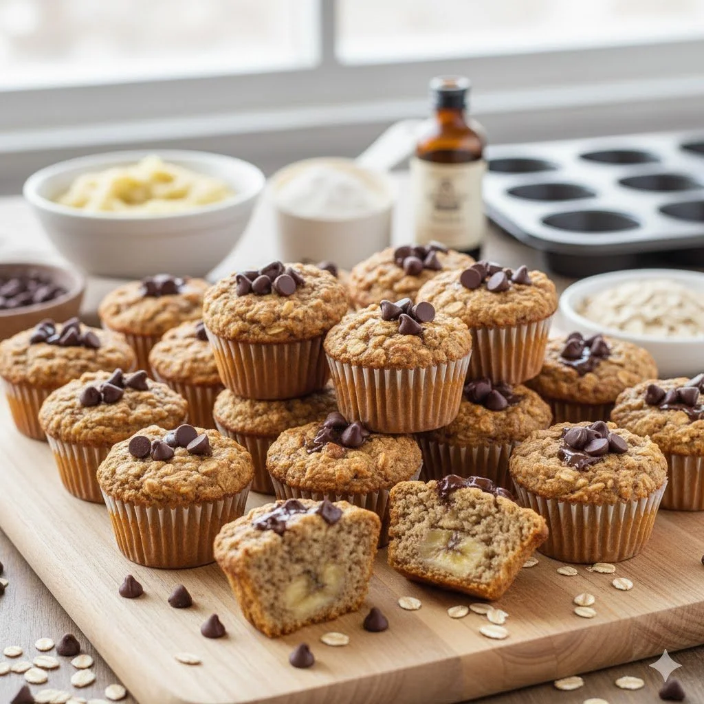 Chocolate Chip Oat Banana Cupcakes