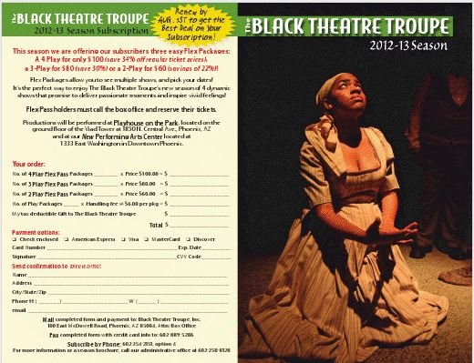 Black Theatre Troupe Season Subscription Brochure