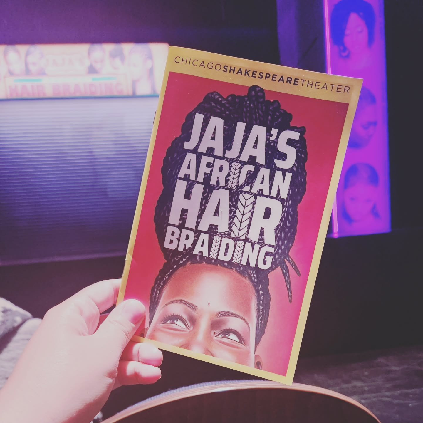 Here at the opening of Jaja's African Hair Braiding at @chicagoshakes supporting my fellow Brown/Trinity alums @ellismia09 and @yesimwhitneywhite. 

This is the most Black people I've seen at the theatre in a while. I'm so here for it.