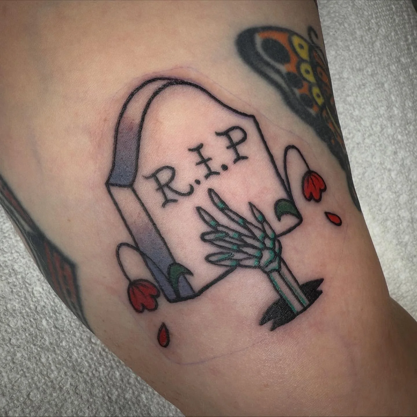 💀🪦🥀 #austintattooartist #austintattooshop #gravestonetattoo
