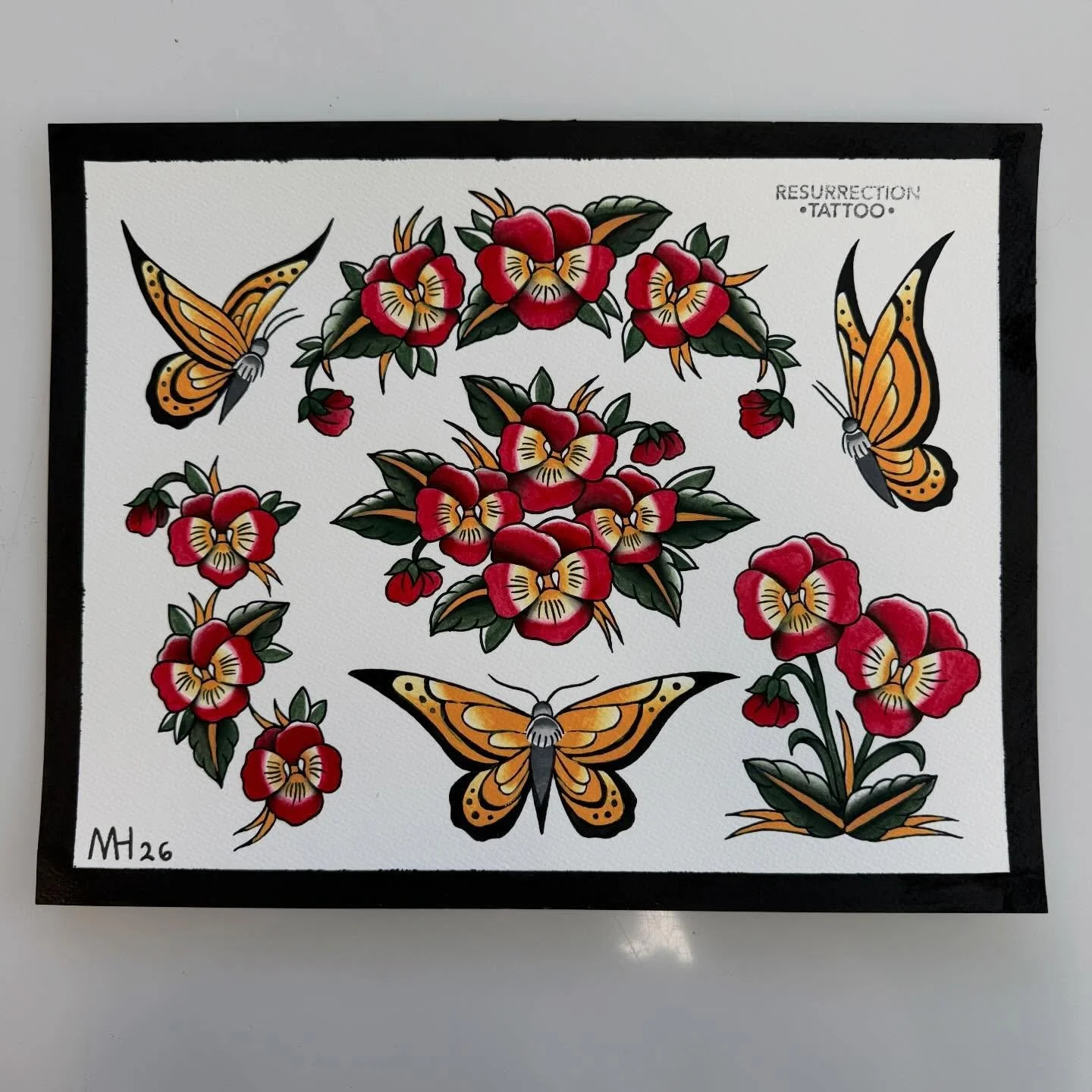 Available flash! You can walk-in, call the shop, dm me, email me, or use the link in my bio. Just get down here and get it! ❤️ #tattooshopaustin #tattooartistaustin #austintattooartist #handpaintedflashsheet