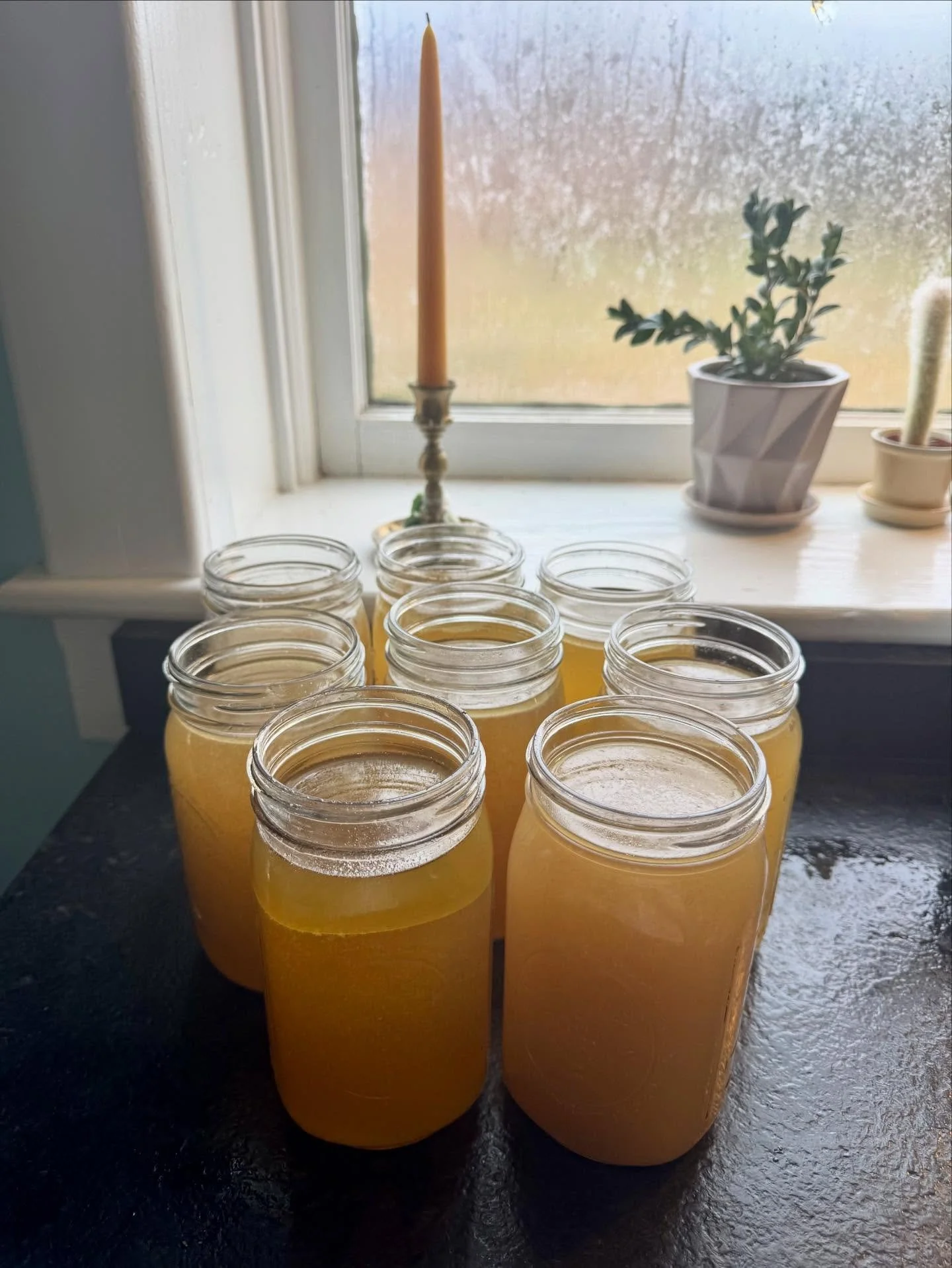 Made a bunch of bone broth with our turkey carcass 🦃 and dried herbs 🌿 we grew in our garden. It&rsquo;s delicious and we&rsquo;re set for winter!

Such a joy to cook together with my husband and kids. Learning the old ways of nourishment together.