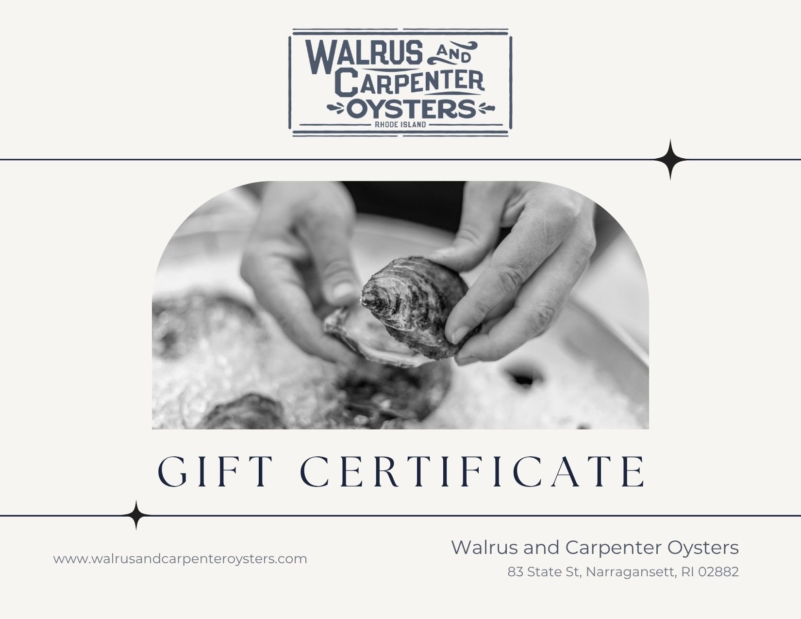 Walrus and Carpenter Oysters Gift Card