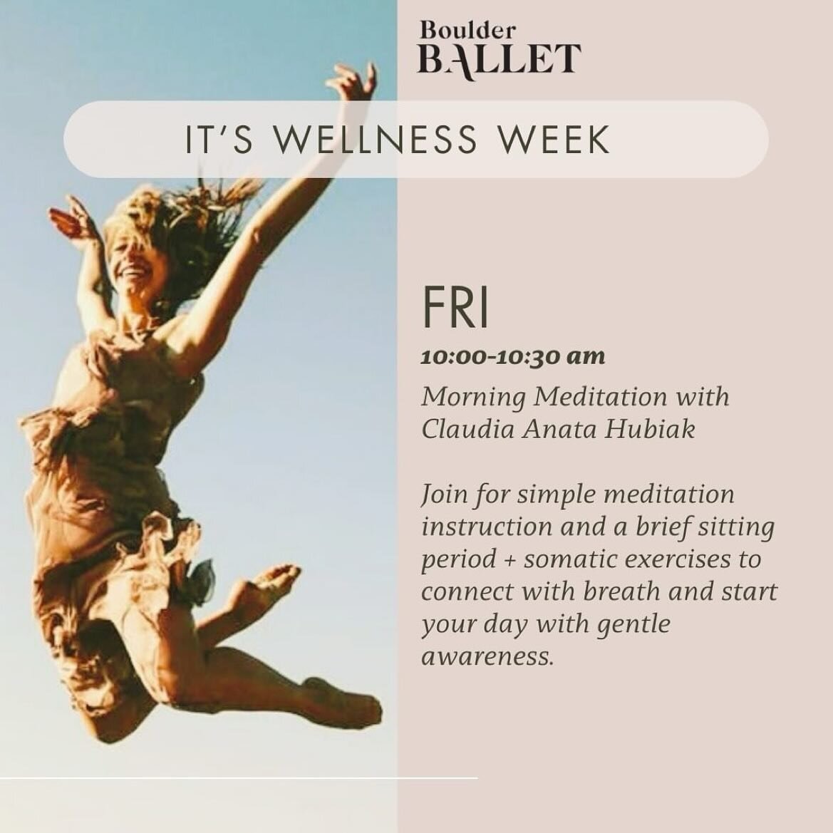 Looking forward to some meditation time with you all tomorrow for Wellness Week @boulder_ballet.