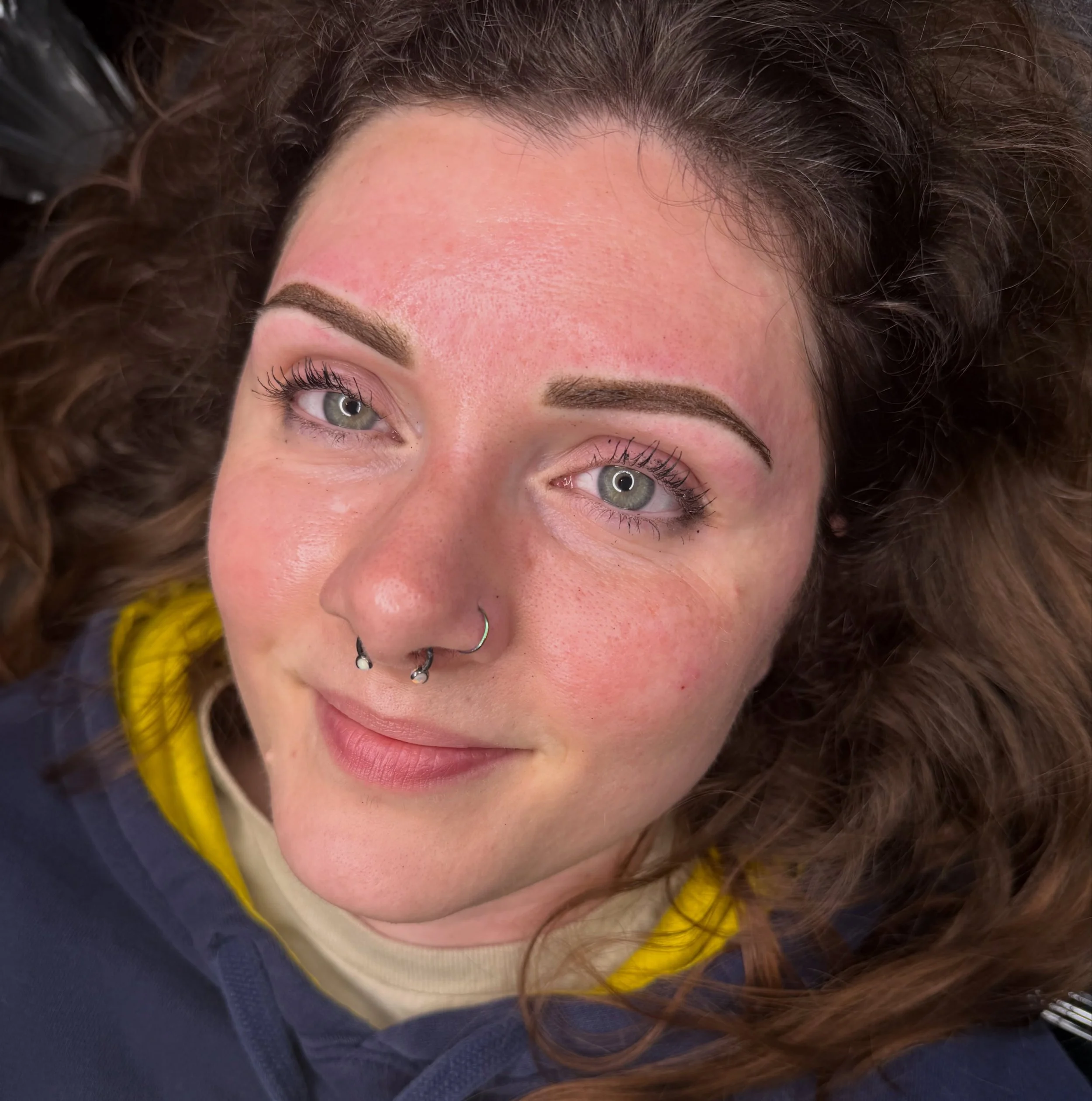 No fancy caption or edits. Just some freshly tattooed brows on one of my favorite humans and very first clients. Thankful for your continued support all of these years later💗.