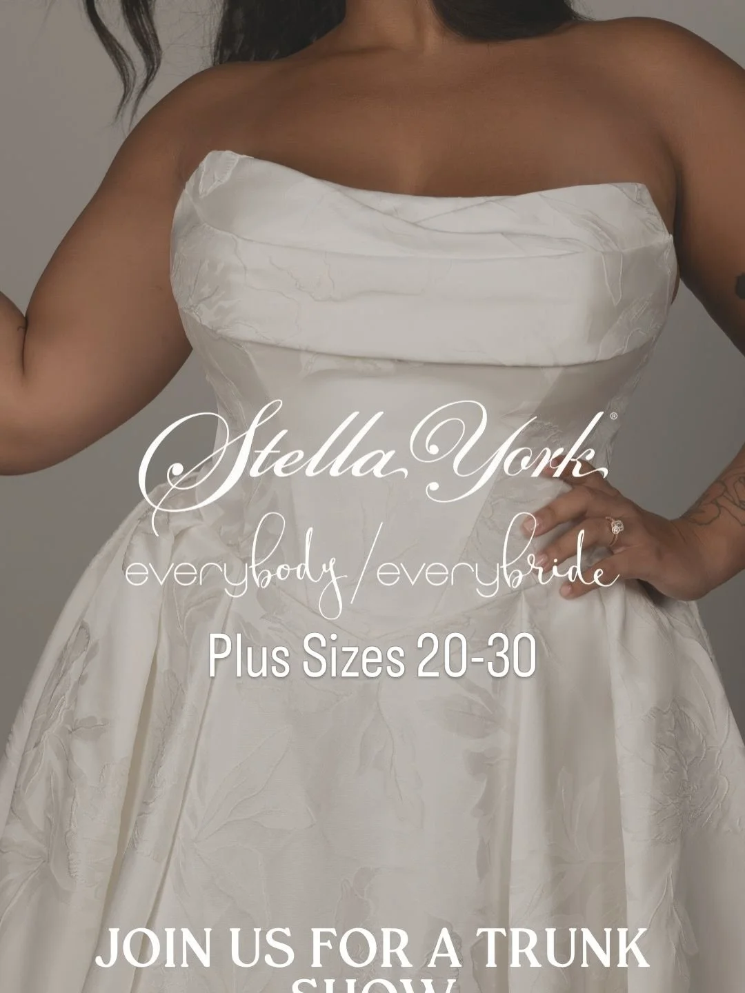 Come and find your dress at our trunk show, dresses available for 1 week only a beautiful selection of plus size dresses. 
When - 21st - 29th March (appointments available from 25th March)
How - Book online just select Weekday or Weekend appointment 