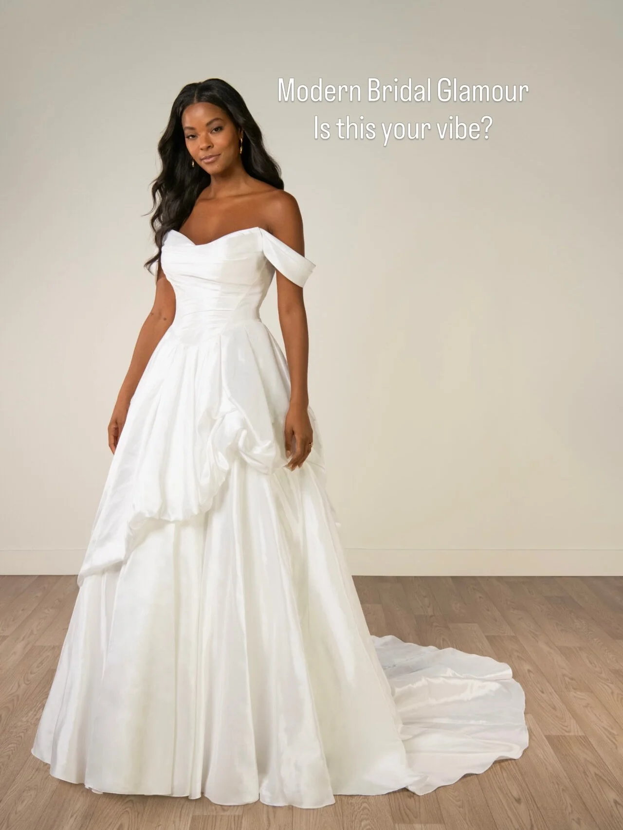 ✨ Say &ldquo;I do&rdquo; in style with this stunning @missstellayork Style SY8309! 💖 This luminous taffeta gown not only glimmers in the light but also offers two elegant looks with detachable off-the-shoulder straps. The sweetheart neckline, sophis