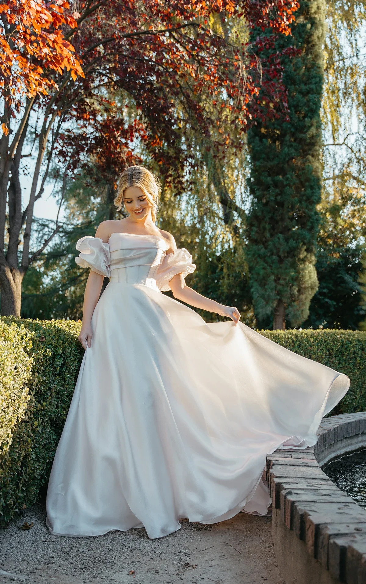 Ballgown wedding dress with pearl organza