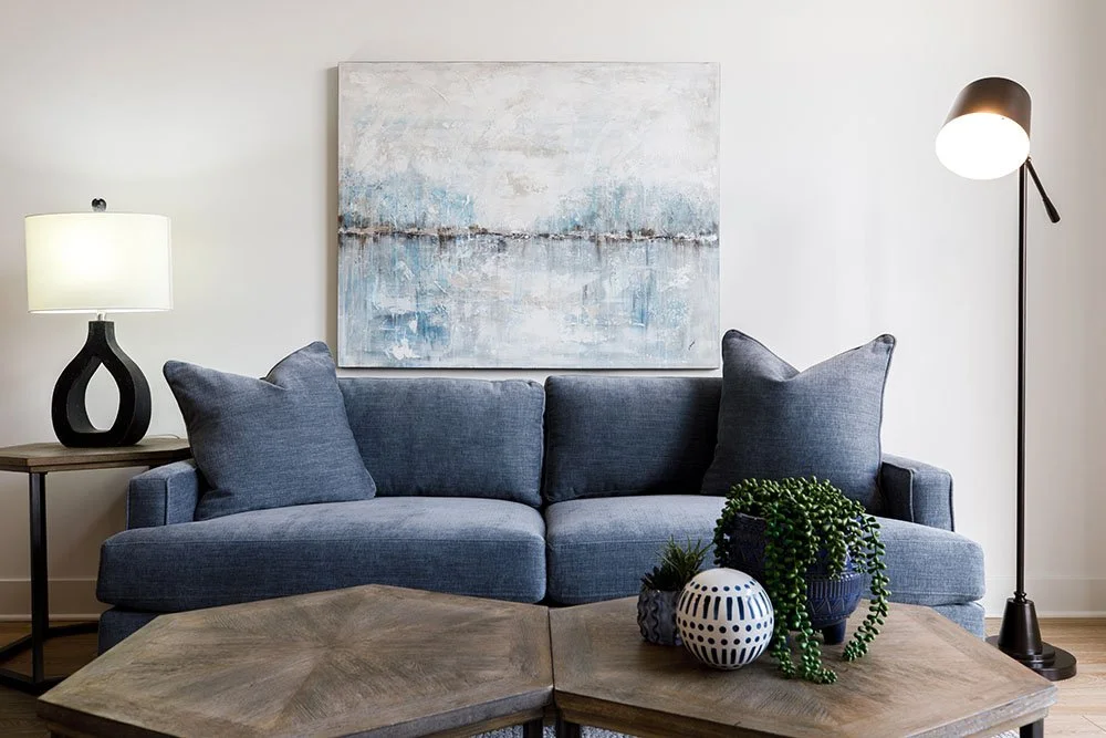 Lifestyle furniture rental, including a sofa and coffee table from Furniture Options