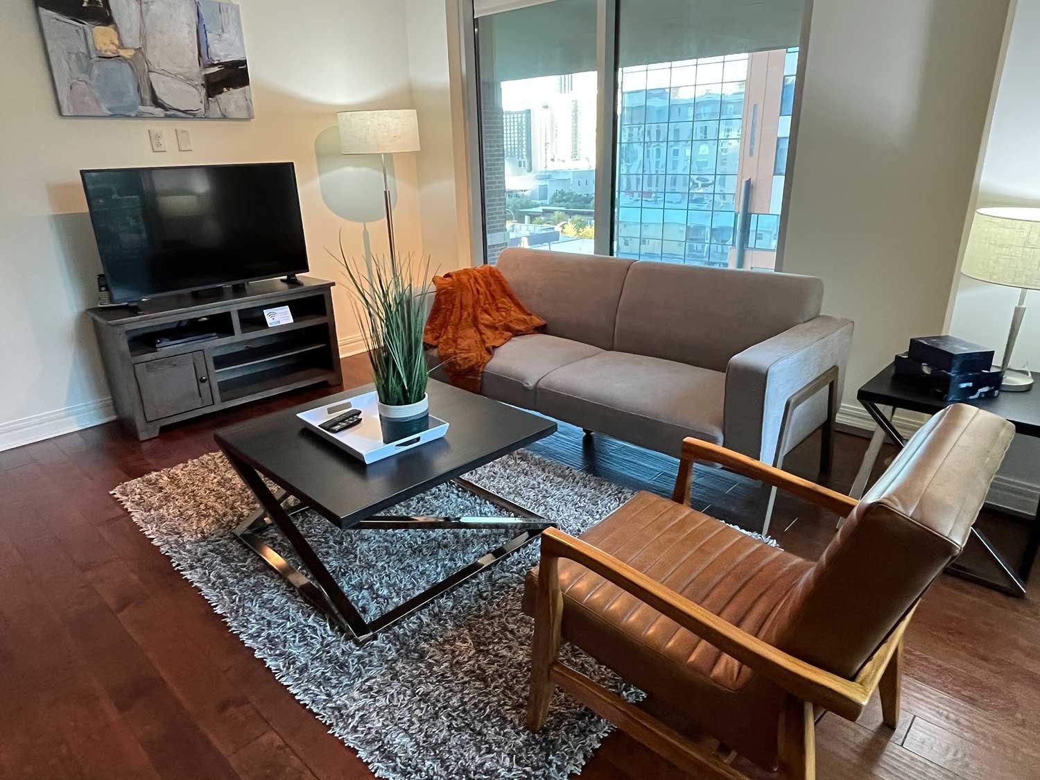 Image of a living room with a TV available for rent from Furniture Options