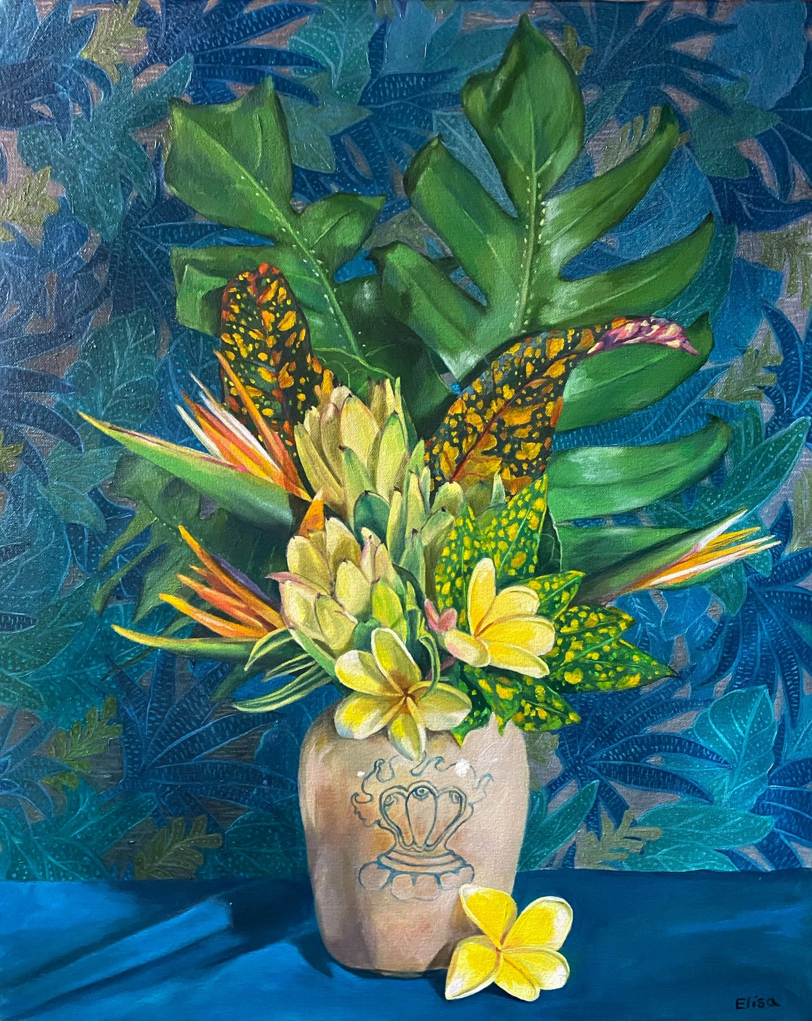 Tropical Garden in Blue
16" x 20"
Oil on canvas - 2026