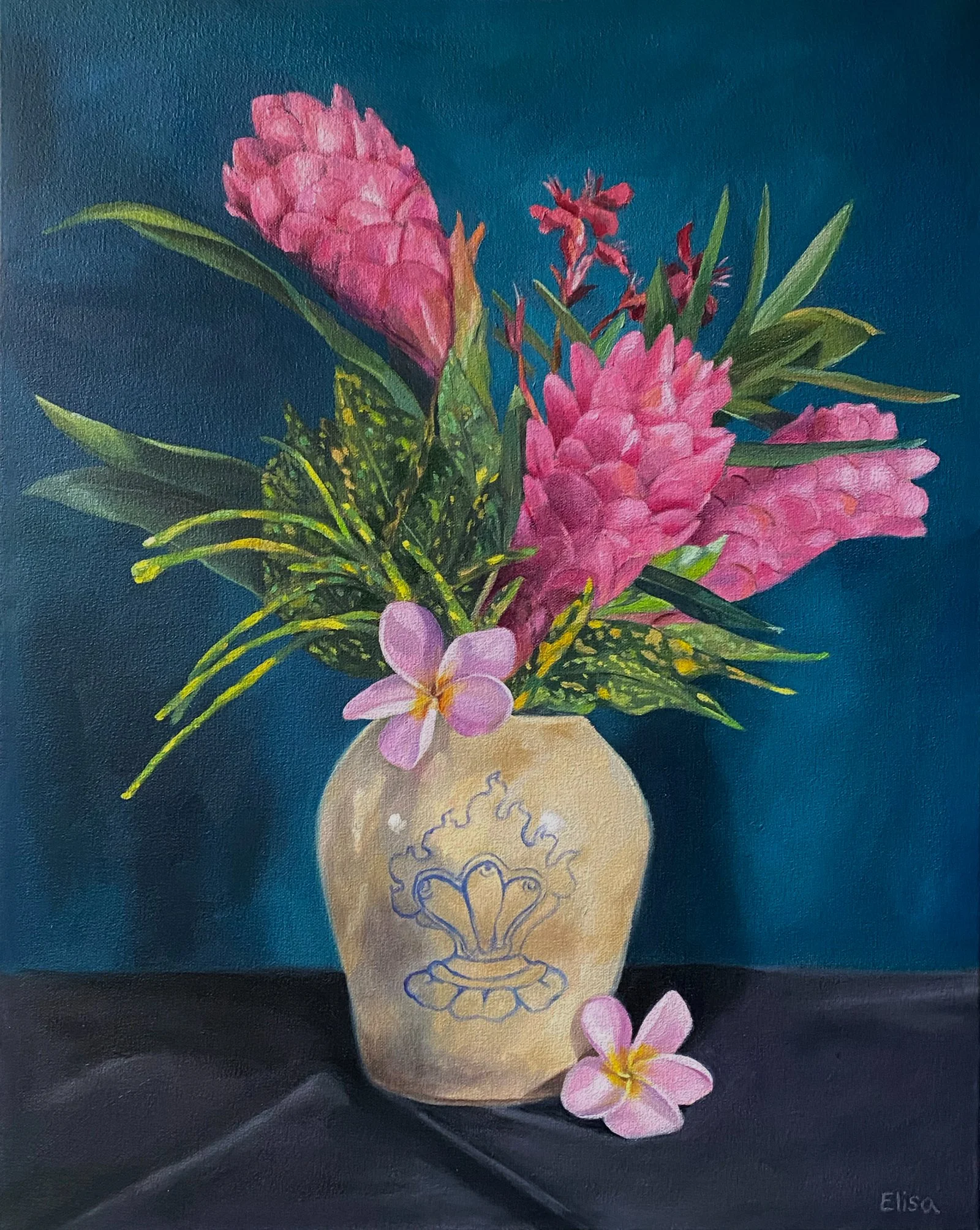 Pink Gingers and Frangipani
16" x 20"
Oil on canvas - 2026