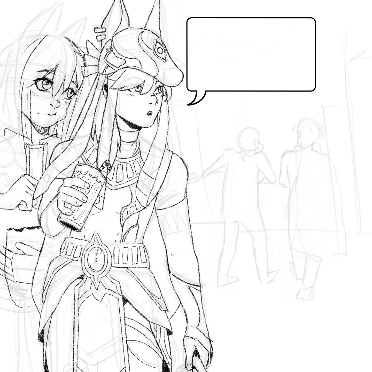 Hi, hi! Another #wipwednesday piece, this time a Cyno and Tighnari! They&rsquo;re being nosey together lol Will I ever post the finished #wip of the past? Who knows 

#art #artwork #artworks #sketch #sketchbook #sketching #drawing #inprogress #fanart
