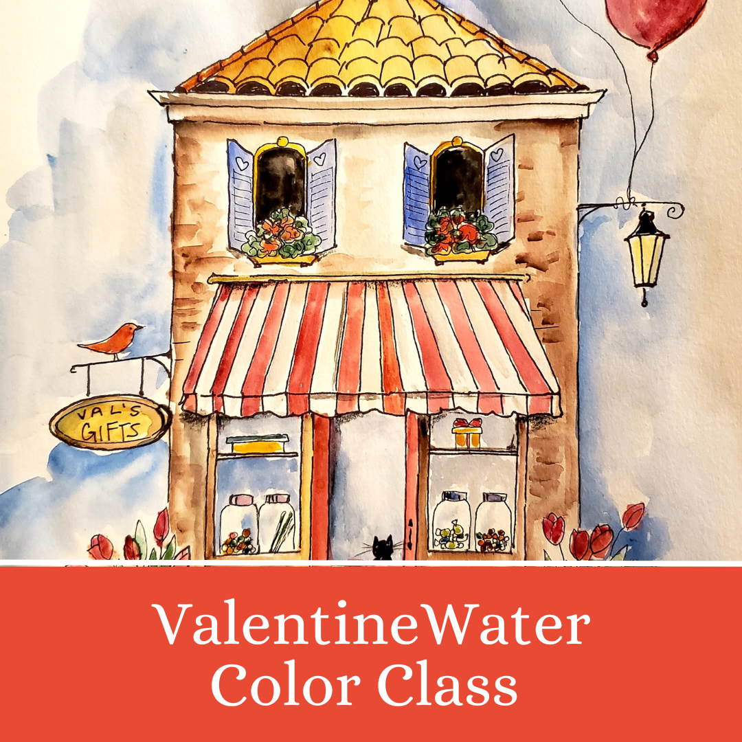 Valentine Shop Watercolor Class with Bleu Palette