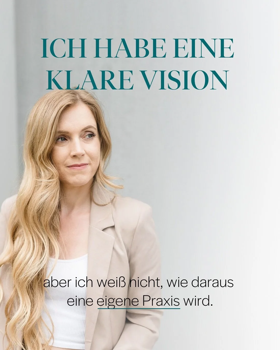 Viele haben gro&szlig;e Visionen. ✨

Eine klare Vorstellung davon, wie sie arbeiten wollen, ist oft da.

Unklar bleibt, wie diese Vision als Praxis Form annimmt:
Welche Leistungen bilden den Kern.
Welche erg&auml;nzen.
Wie alles zusammen ein stimmige