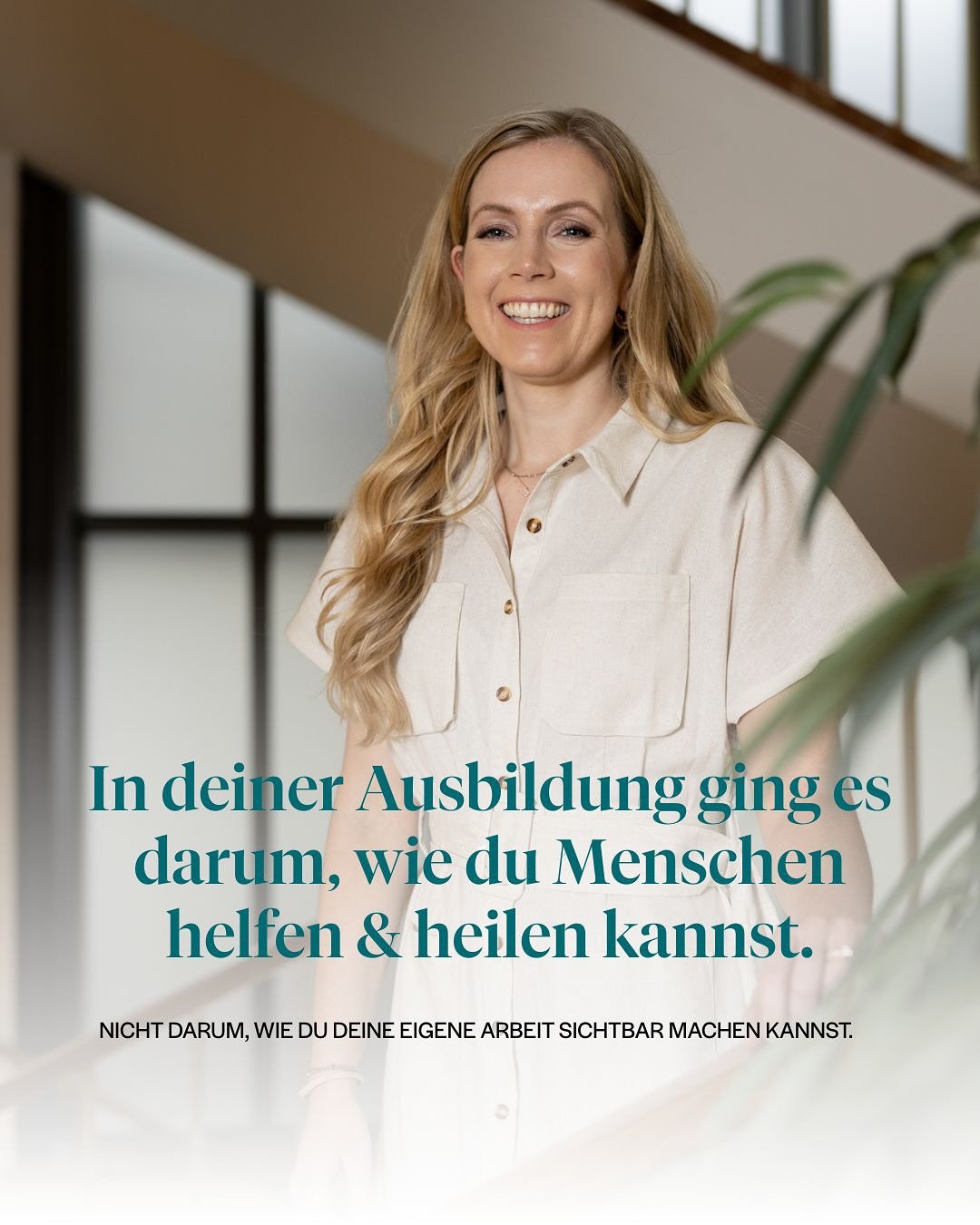 Ganz ehrlich?

Du hast nie lernen m&uuml;ssen, dich selbst zu vermarkten.
Du hast gelernt, mit der Gesundheit von Menschen zu arbeiten.
F&uuml;r sie da zu sein und mentale und gesundheitliche Ver&auml;nderung m&ouml;glich zu machen.

Wie man die eige
