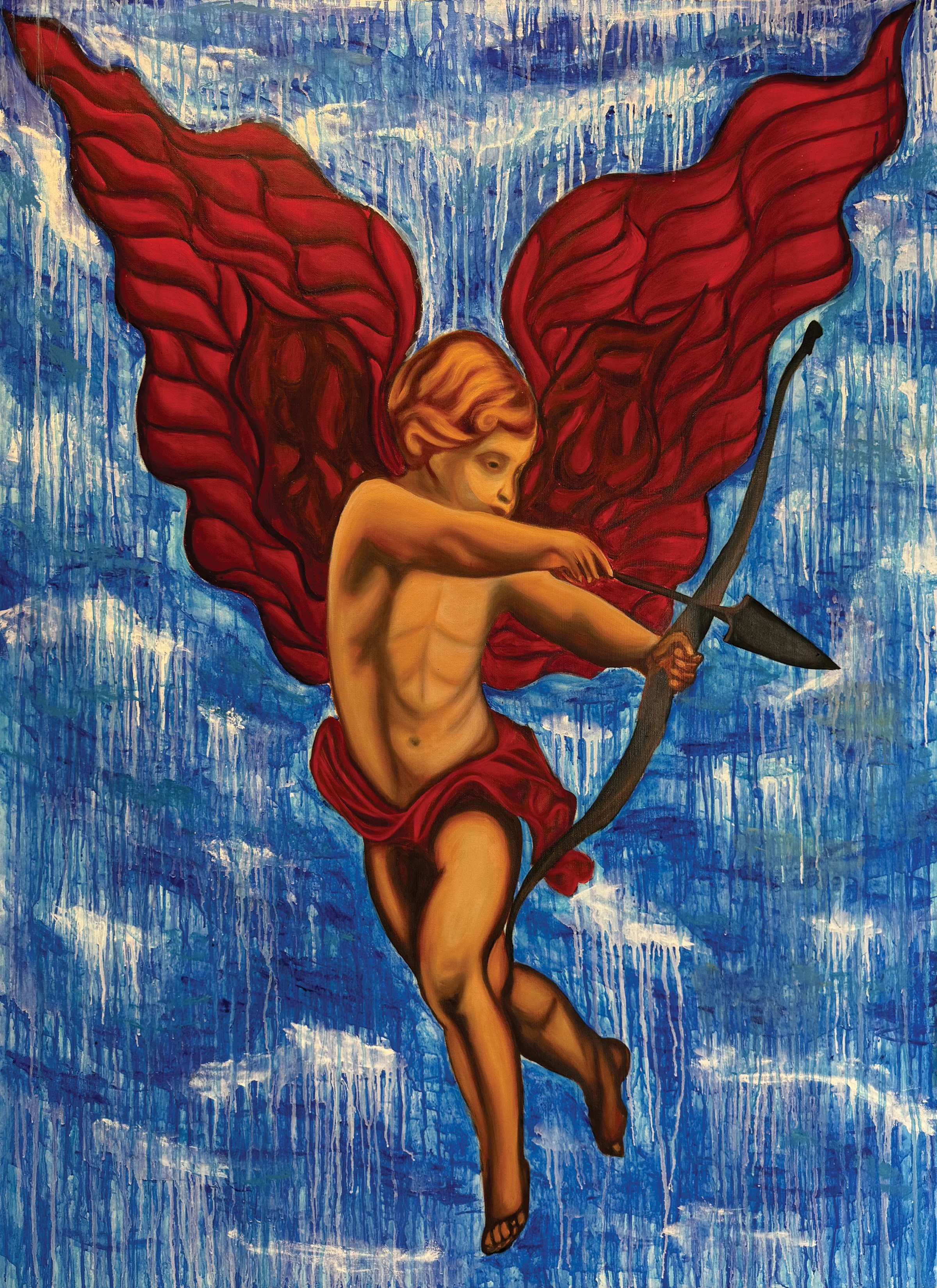 Ayres, Isabella. LOVE ANGEL. Spring 2025, oil and acrylic on canvas, 5 ft. × 4 ft., Louisiana State University.