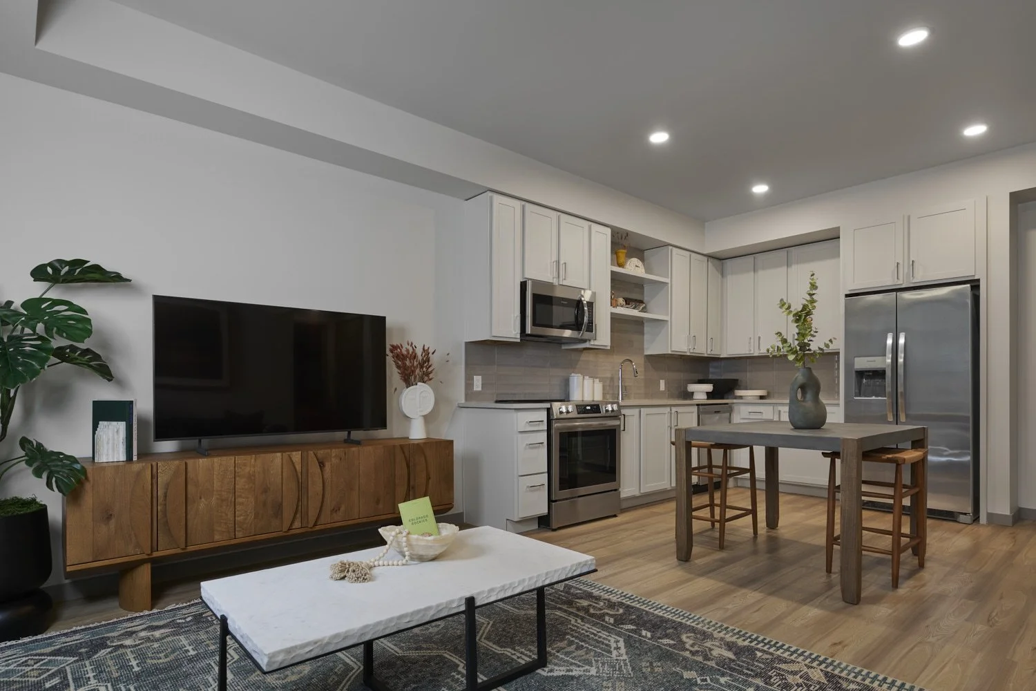 Interior architectural photograph by professional photographer Brad Nicol based in Denver, Colorado showing a multifamily property unit interior in Denver.