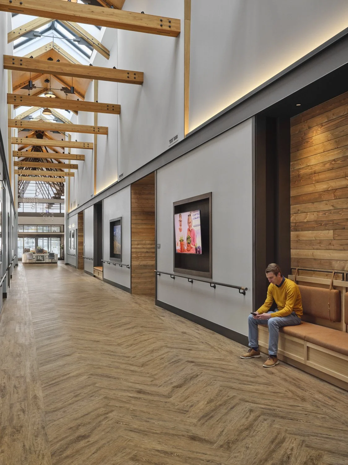 Interior image by architectural photographer Brad Nicol Photography of a hallway design at the Highlands Ranch Senior Recreation Center in Colorado.