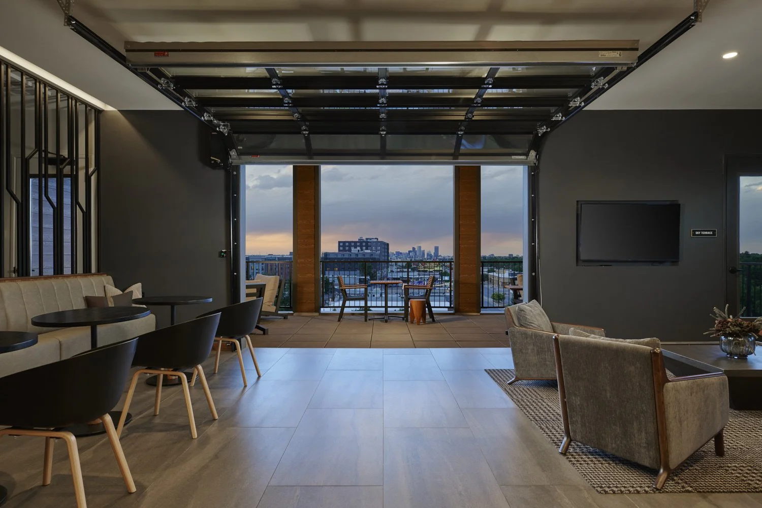 Interior architectural photograph by professional photographer Brad Nicol based in Denver, Colorado showing a multifamily property amenity interior in Denver.