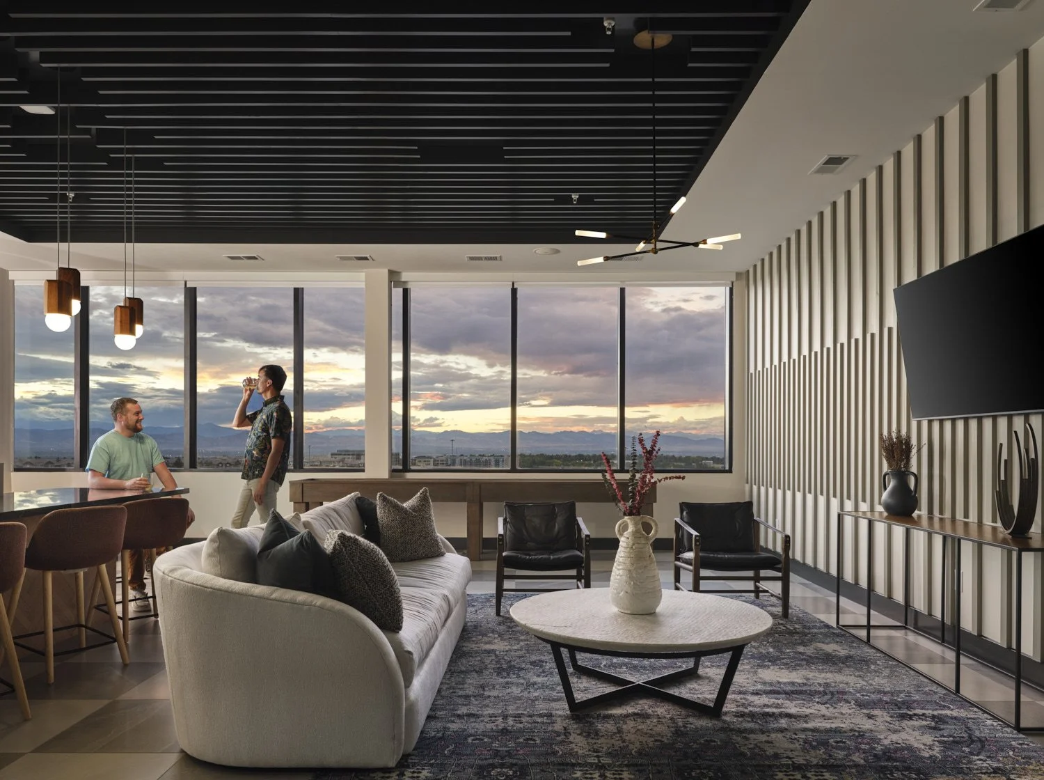 Interior architectural photograph by professional photographer Brad Nicol based in Denver, Colorado showing a multifamily property amenity interior in Denver.