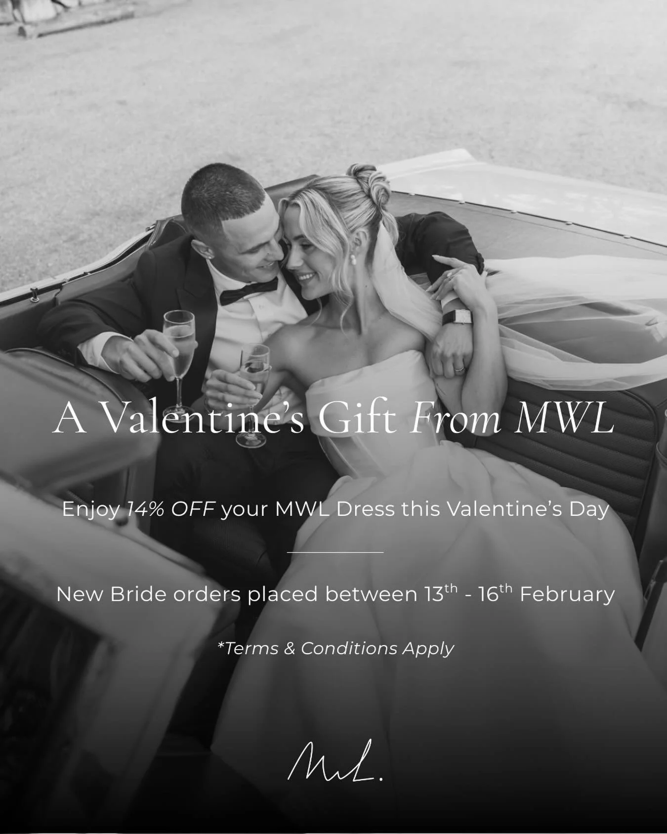 If you&rsquo;re saying yes to the dress&hellip; this is your sign 💌

In celebration of love (and all the butterflies that come with it), MWL is offering 14% OFF all new bridal gown orders placed between Friday, February 13 and Monday, February 16.

