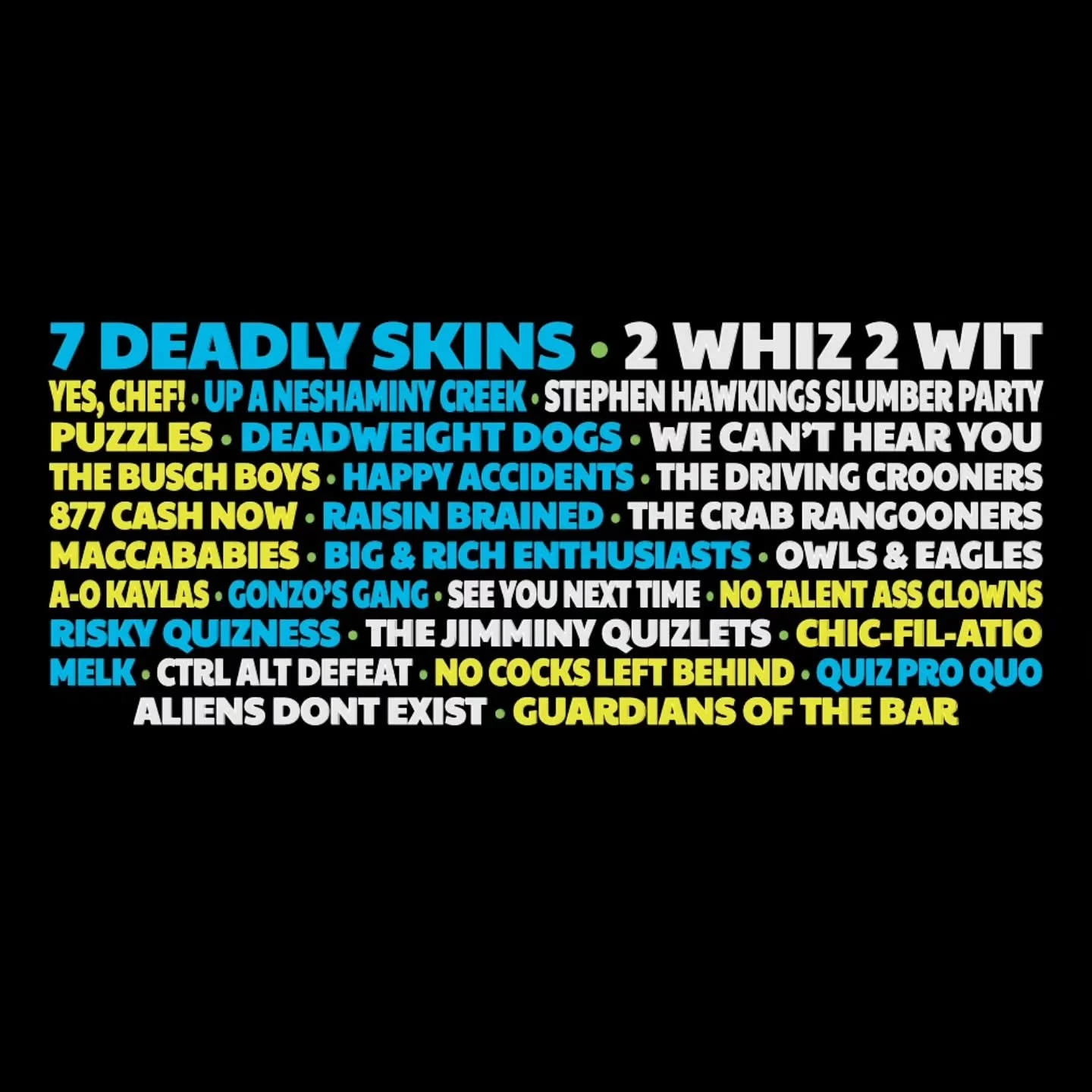 The Slumber Party Winter Championship at @neshaminycreekbrewingco is just 11 days away!

Here are the 30 teams currently registered.

If you do not see your team name on this list, but are planning on competing, please get your payments in tonight!

