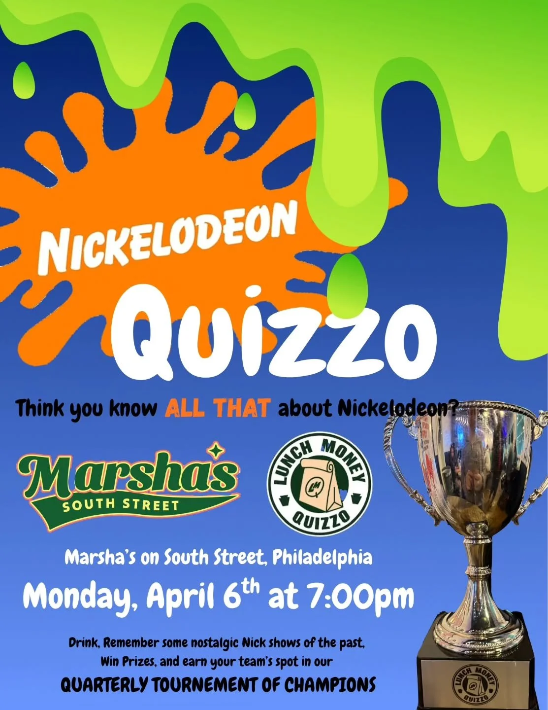 @hoopninjadayna is bringing all the theme night hits to Philly this April!

Join us at @marshassouthstreet on April 6th for a nostalgic night of nickelodeon quizzo.