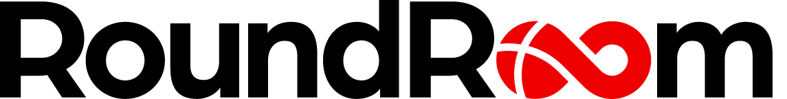Logo of a red basketball with a swoosh design and an infinity symbol.
